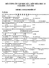 Đề cương ôn tập học kì I môn Hóa học 10 năm 2015 - 2016